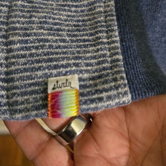 SLVDR Full Zip Mid Weight Hoodie Denim Blue Striped Pockets Zip Pocket Size M - Picture 4 of 6